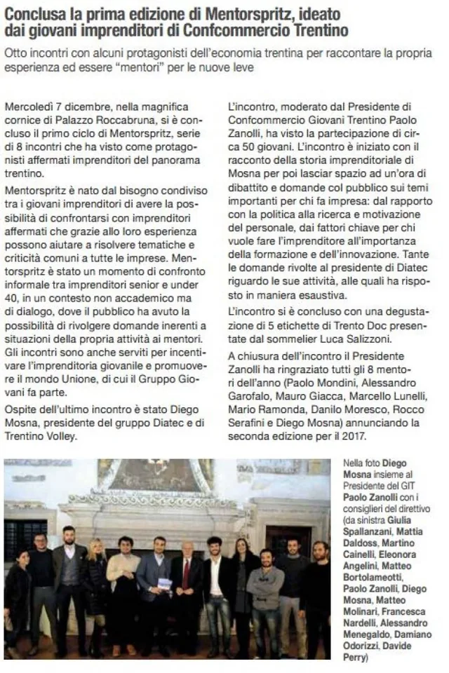 Conclusa la prima edizione di Mentorspritz